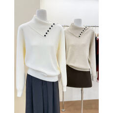 实拍~简约针织爆款翻领简约日常针织毛衣