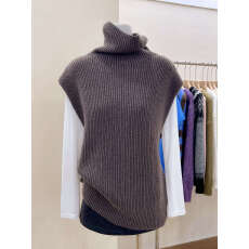 批发实拍~时髦洋气高领无袖针织<b class='q'>马甲</b>背心女秋冬叠穿毛衣上衣