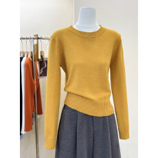 批发实拍~韩系时尚灰色圆领套头毛衣秋冬百搭针织衫上衣