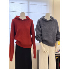 批发实拍~韩系连帽套头毛衣<b class='q'>女</b>秋冬宽松慵懒风外穿软糯针织上衣