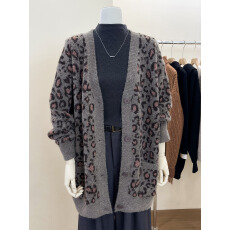 批发实拍~美式复古豹纹中<b class='q'>长款</b><b class='q'>开衫</b>厚毛衣女秋冬宽松<b class='q'>针织</b>衫上衣外套