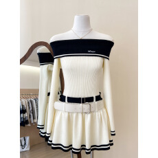 批发实拍~秋<b class='q'>冬</b>高端精致高级感重要场合绝美一字肩针织连衣裙