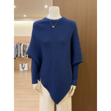 批发实拍~秋冬韩系穿搭高级感毛衣<b class='q'>宽松</b>慵懒松弛感蓝色蝙蝠袖针织衫