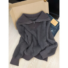 批发实拍~山羊绒拉绒套头毛衣女冬季老钱穿搭软糯针织<b class='q'>衫</b>