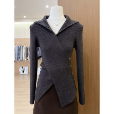 批发实拍~白色高领针织打底衫女秋冬季<b class='q'>不规则</b>收腰毛衣内搭开叉上衣