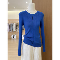 批发实拍~别致独特小衫蓝色毛衣打底<b class='q'>女装</b>秋冬针织衫洋气高贵上衣服