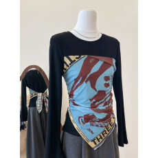 批发实拍~别致独特漂亮洋气时髦减龄小众设计高级感超好看黑色T恤