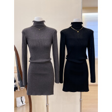 批发实拍~打底针织连衣裙女秋<b class='q'>冬</b>高级感气质内搭收腰A字短裙