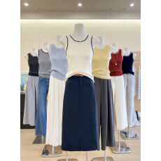 批发实拍~韩系新品拼色圆领针织背心女早春百搭简约修身无袖上衣