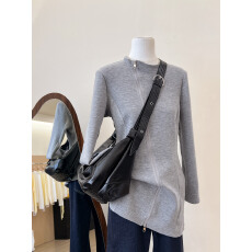 批发实拍~中长款长袖开衫<b class='q'>t</b><b class='q'>恤</b>独特漂亮外出拉链灰色小衫女春高贵上衣