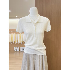 批发实拍~翻领半开扣短袖<b class='q'>针织</b> polo衫女2026春夏新款修身显瘦上衣