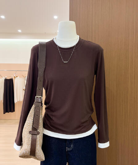 실사 페이크 레이어드 니트 기본 셔츠 여성 인사이드 가져 가라. 이른 가을 한 부서 고급 센스 chic Chic 긴팔 맨위