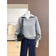 批发实拍~美式翻领<b class='q'>卫衣</b>女秋季宽松显瘦休闲百搭V领上衣