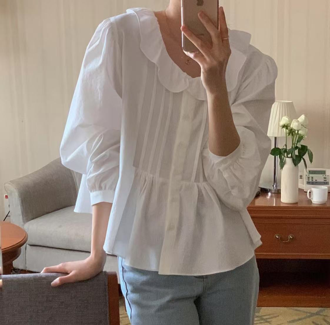 지금 이른 봄 베이비 칼라 다용도 품격 셔츠