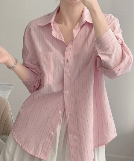 재고 있음 레트로 스트라이프 캐주얼 셔츠