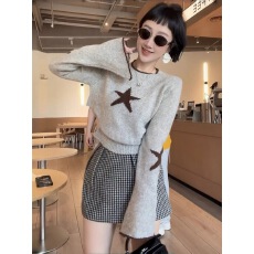 批发高级感五星<b class='q'>针织衫</b>2025秋季新款长袖毛衣时尚软糯百搭圆领上衣