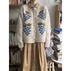 批发韩国<b class='q'>东大门</b><b class='q'>代购</b>秋季新款钩花宽松系扣短款针织衫