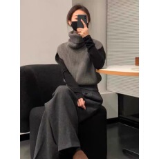 批发韩系chic穿搭气质<b class='q'>高领</b><b class='q'>毛衣</b>背心女秋冬设计感内搭外穿无袖针织马甲