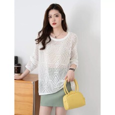 批发针织镂空罩衫宽松薄款上衣夏季外搭防晒长袖新款上衣女