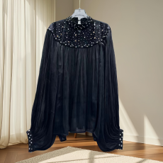 批发女神范时尚高端泡泡袖<b class='q'>雪纺</b><b class='q'>衬衫</b>新款洋气百搭显瘦女装上衣