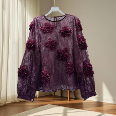 批发女神范时尚高端泡泡袖<b class='q'>雪纺</b><b class='q'>衬衫</b>新款洋气百搭显瘦女装上衣