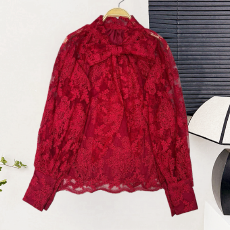 韩版设计感洋气漂亮花朵时尚百搭流苏温柔甜美长袖上衣女