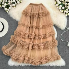 批发新款垂感半身裙百褶裙女春中长款高腰a字裙圆点简约<b class='q'>百搭</b>半身长裙