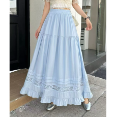 批发新款垂感半身裙百褶裙女春中长款高腰a字裙圆点简约<b class='q'>百搭</b>半身长裙