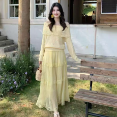 批发半身裙女春秋季高腰中长款a字裙显瘦层层大摆蛋糕裙