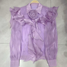 批发欧洲站秋季新款法式名媛风套头新款时尚百搭<b class='q'>喇叭袖</b>纯色女<b class='q'>上衣</b>