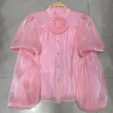 批发欧洲站秋季新款法式名媛风套头新款时尚百搭<b class='q'>喇叭袖</b>纯色女<b class='q'>上衣</b>