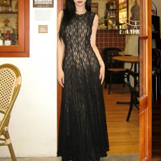 批发法式长袖v领连衣裙子女新款巨好看的修身气质a字