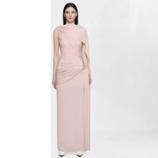 批发法式长袖v领连衣裙子女新款巨好看的修身气质a字