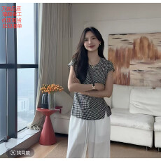 批发夏季休闲百搭显瘦套头格子小衫