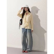 批发<b class='q'>长袖</b><b class='q'>衬衣</b>宽松<b class='q'>女士</b>日常通勤翻领系带2026新款