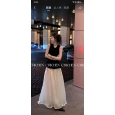 批发肌理感波浪针织立体下摆背心上衣+半裙