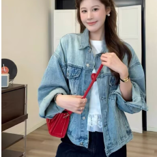 批发港味牛仔外套女潮牌休闲日系复古侘寂风chic早春正肩百搭短款夹克