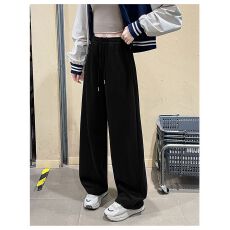 批发窄版轻弯刀卫裤子女春秋季2025新款宽松垂坠感慵懒休闲阔腿运动裤