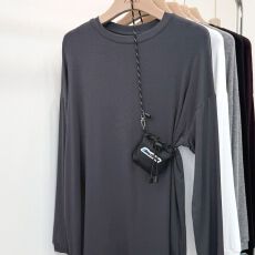 批发随心裁人棉！天猫抖音质量秋冬中长款宽松圆领长袖t恤