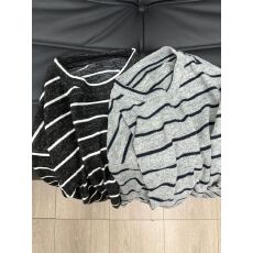 批发广州面料！天猫抖音质量韩系穿搭条纹慵懒风长袖t恤女