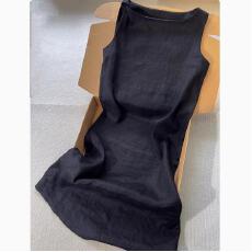 批发折扣<b class='q'>清仓</b>捡漏高端亚麻扭结直筒背心裙极简高级感无袖<b class='q'>连衣裙</b>