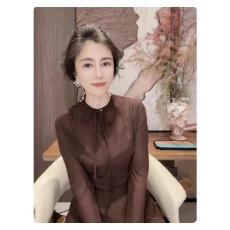 批发一线<b class='q'>品牌</b><b class='q'>折扣</b>捡漏2025秋季别致洋气上衣女设计感小众复古咖色衬衫