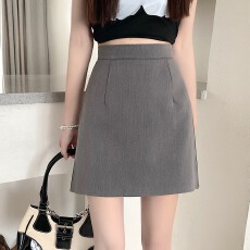 批发实拍韩版百搭纯色半身裙女高腰A字裙<b class='q'>防走光</b>短裙包臀裙