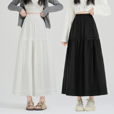 批发半身裙女韩版a字裙高腰蕾丝显瘦拼接蛋糕裙蝴蝶结百搭中长款裙子