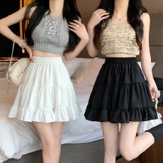 批发实拍~<b class='q'>半身裙</b>纯色夏季新款女装韩版时尚洋气<b class='q'>高腰</b>短裙宽松a字裙子夏