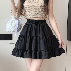 批发实拍~<b class='q'>半身裙</b>纯色夏季新款女装韩版时尚洋气<b class='q'>高腰</b>短裙宽松a字裙子夏