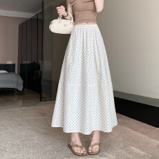 批发实拍新款遮肉显瘦休闲波点时尚口袋内衬a字半身裙伞裙