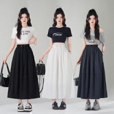 批发实拍新款遮肉显瘦休闲女季时尚系带抽绳口袋内衬a字半身裙伞裙