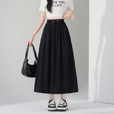 批发实拍新款遮肉显瘦休闲女季时尚系带抽绳口袋内衬a字半身裙伞裙