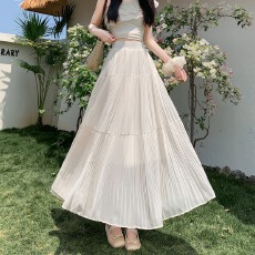 批发实拍半身裙女多色紫色高腰a字裙蛋糕裙温柔风设计感大摆中长裙子